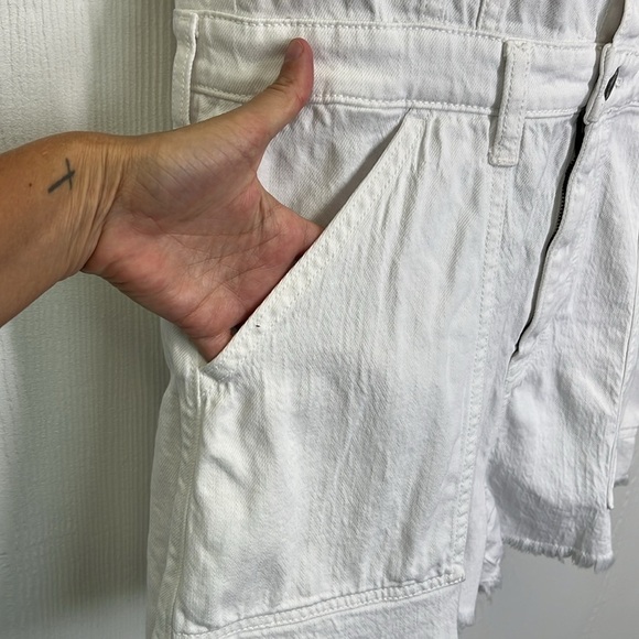 American Eagle - White Denim Coverall Button Down Short Sleeve Short Romper Med - Picture 5 of 14